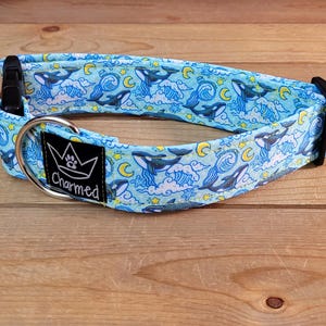 13"-26" Dog Collar 1.5" Width, Pet Collar, Medium, Large, XL, Fun Dog Collar, Whale Collar, Ocean, Orca Buckle Collar