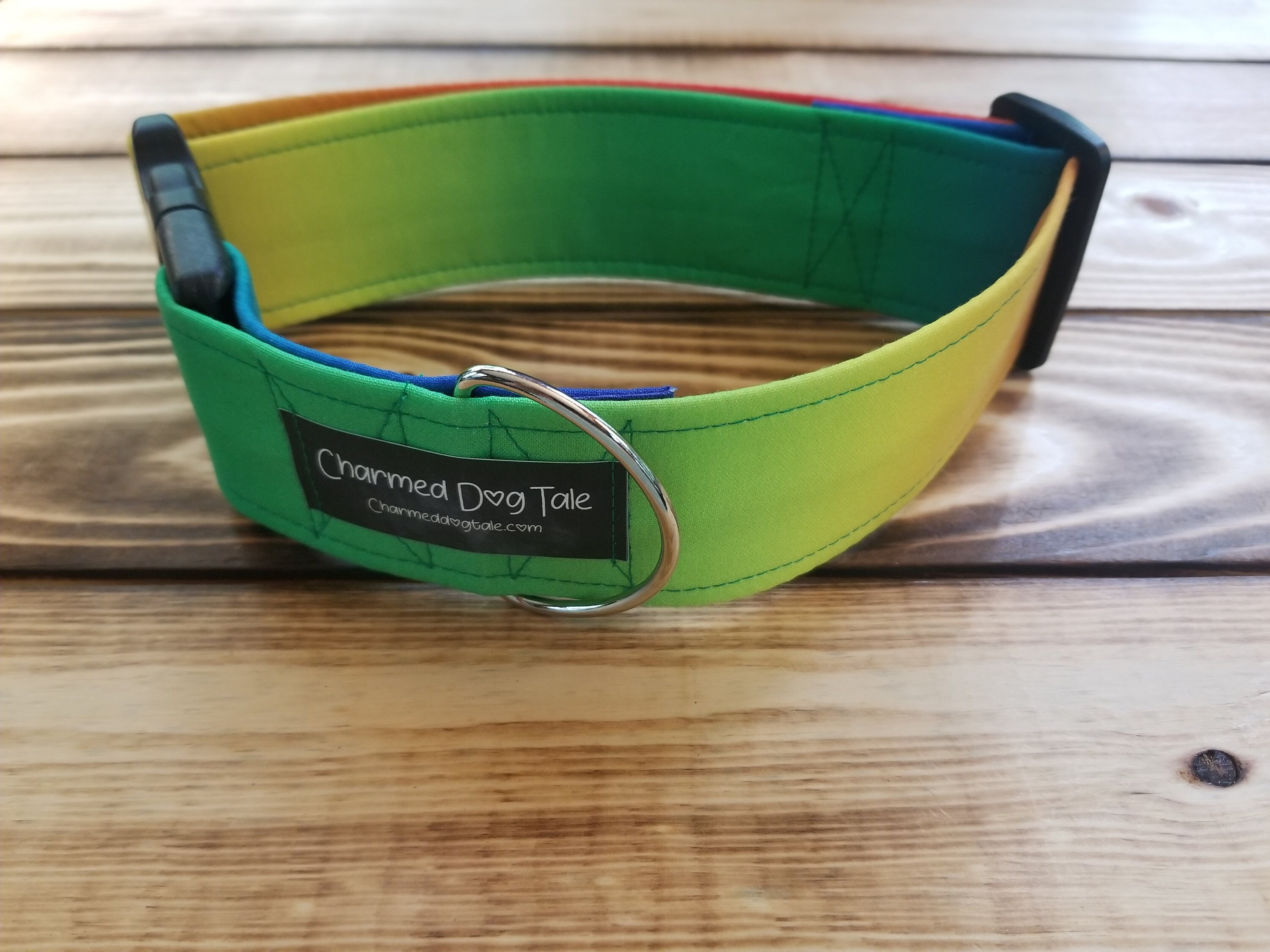 1528 Rainbow Dog Collar 2 Width, Pet Accessory, Fabric Collar, Pet