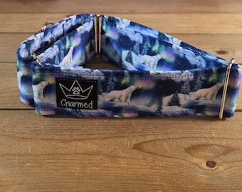 14"-27" Winter Martingale Collar 2" Width, Pet Collar, Small, Medium, XL, Large Dog Collar, Winter Dog, Seasonal Buckle Collar, Snowflake