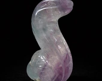 Fluorite Snake Carving, 4" Tall, 15.65oz, Light Colored Fluorite