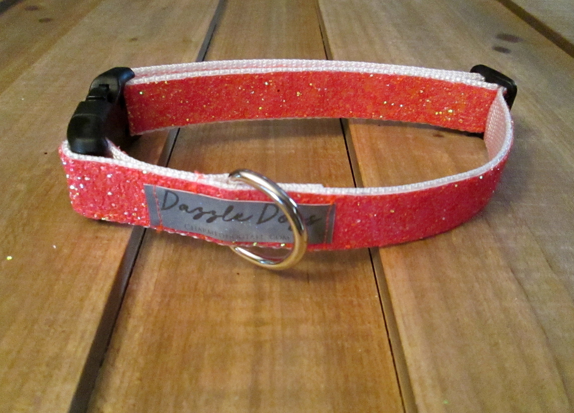1224 Coral Peony Dazzle Dog Collar 1 Width, Bling Collar, Sparkle