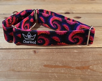 14"-27" Martingale Collar 1.5" Width, Pet Collar, Medium, Large Dog Collar, Tie Dye, Summer Fun, Vibrant, Hippie Hound