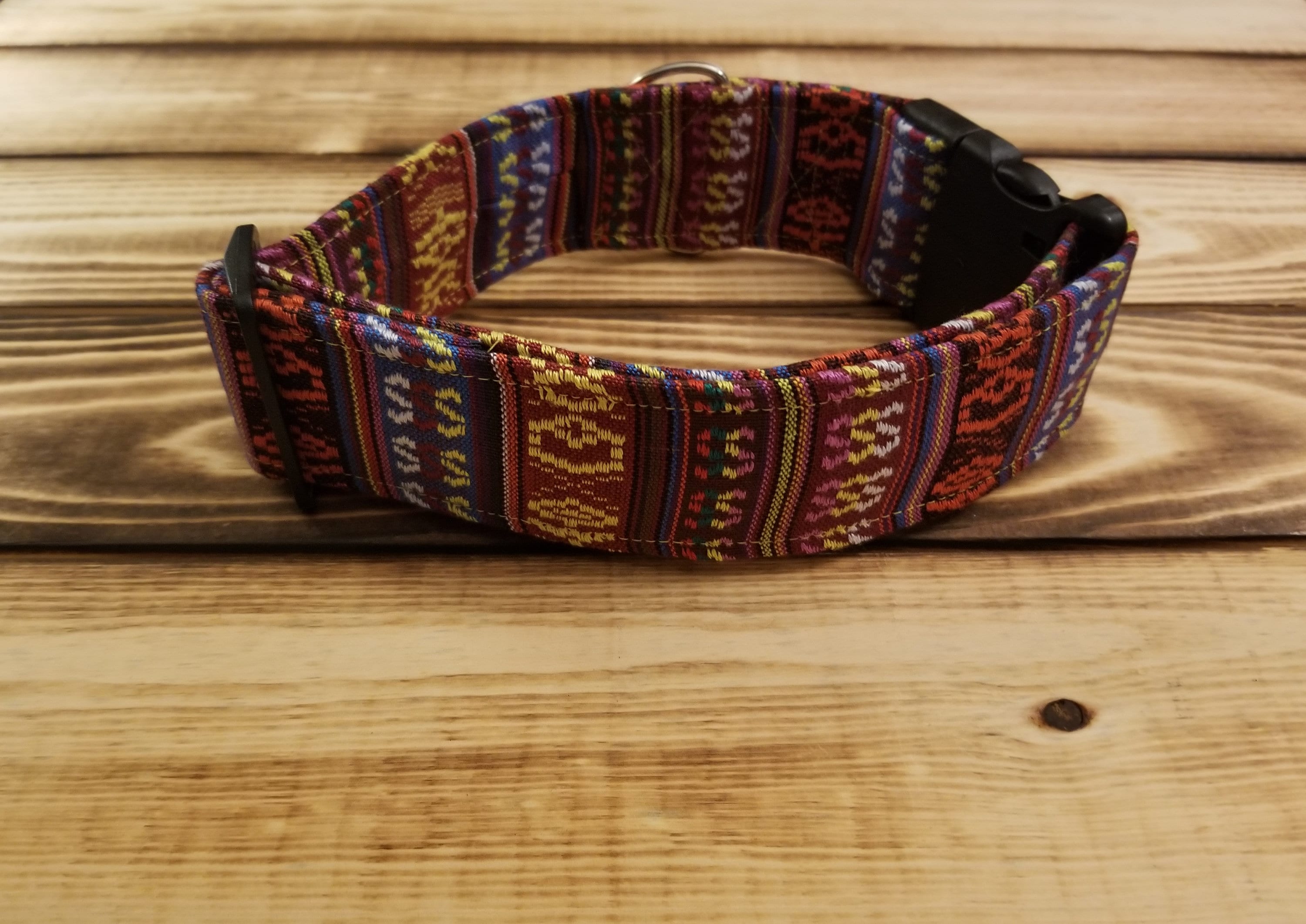 1528 Boho Baja WOVEN Dog Collar 2 Width, Pet Accessory, Woven Fabric