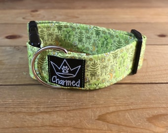 11"-18" PETITE Moth Dog Collar 1.5" Width, Pet Collar, Medium, Small, Flowers, Summer, Floral Dog Collar, Buckle Dog Collar, Cottagecore