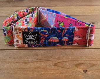 14"-27" Patchwork Pups Martingale Collar 2" Width, Pet Collar, Medium, Large, XL, Patchwork Martingale, Girl Martingale