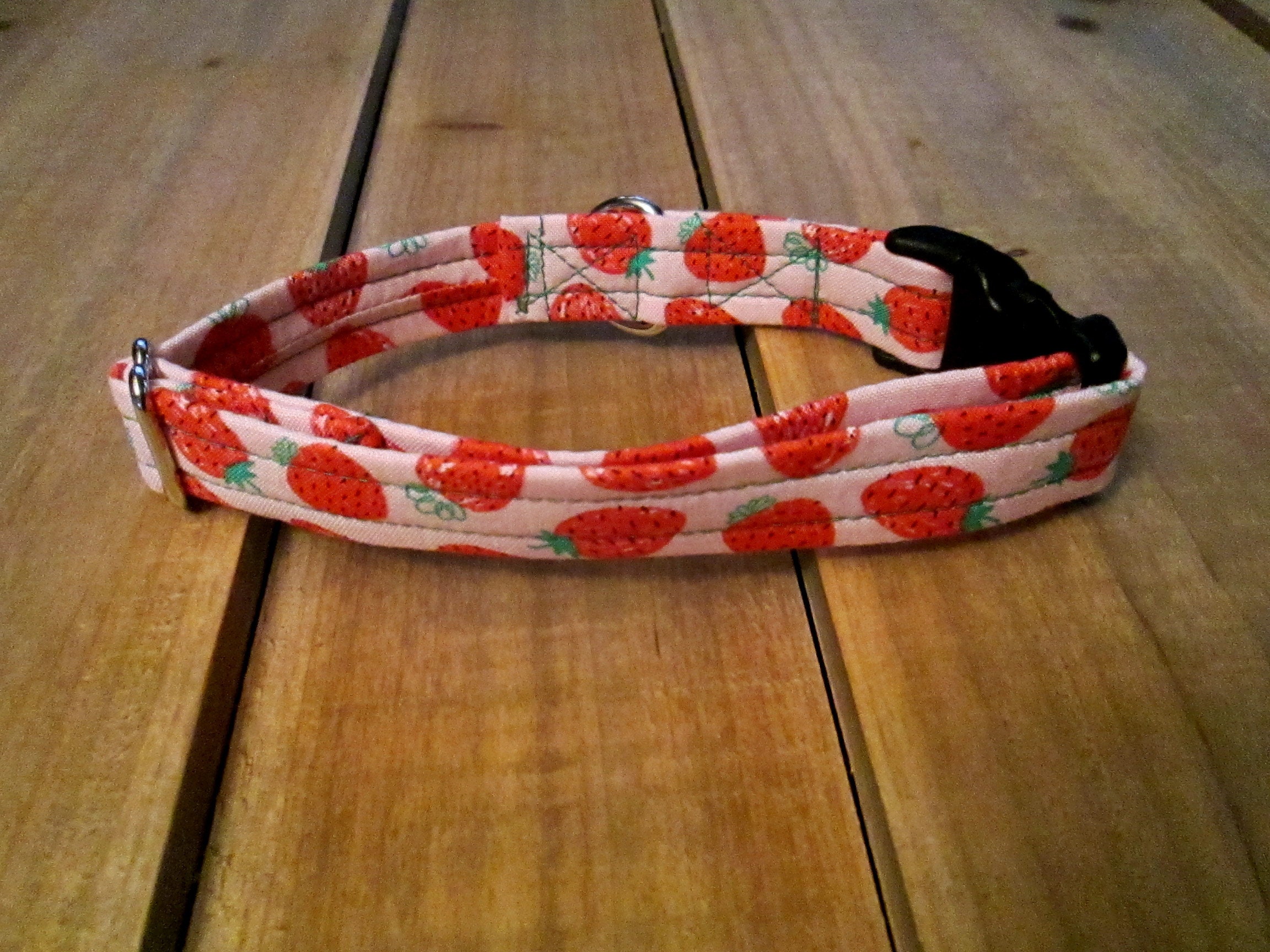 1018 Berry Blast Dog Collar 3/4 Width, Strawberry Collar, Small Collar