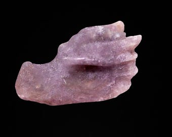 Lepidolite Dragon Head Carving, 3.35oz, 3"×1.5", Beautiful Carving