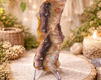 Fluorite Slab With Stand, 4.05oz, 5" Wide × 1.50" Tall × 1/2" Thick