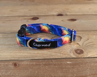 9"-18" Dog Collar 3/4" Width, Pet Collar, Small Dog Collar, Medium, Geode, Crystals, Colorful Collar