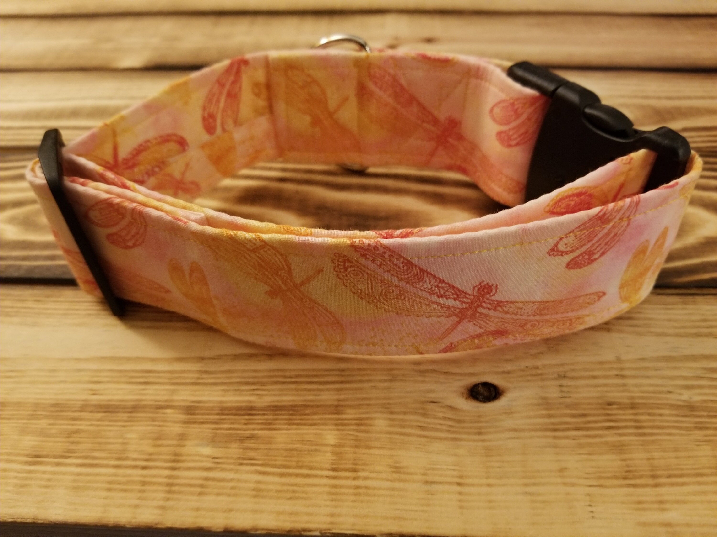 1528 Dragonfly Collar 2 Width, Pet Accessory, Fabric Collar, Pet Collar, Medium, Large, Pet