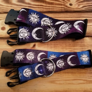 2" or 1.5" Width 15"-28" Celestial Dog Collar or Martingale, Designer Collar, 2" or 1.5" Width, Sun, Moon, Galaxy, Stars