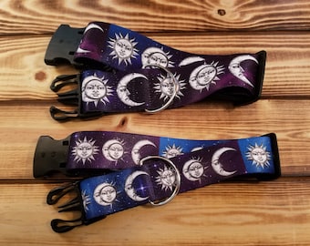 2" or 1.5" Width 15"-28" Celestial Dog Collar or Martingale, Designer Collar, 2" or 1.5" Width, Sun, Moon, Galaxy, Stars