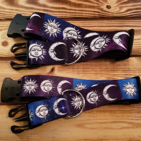 2" or 1.5" Width 15"-28" Celestial Dog Collar or Martingale, Designer Collar, 2" or 1.5" Width, Sun, Moon, Galaxy, Stars