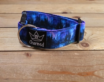 PETITE 10"-18" Dog Collar 1.5" Width, Pet Collar, Medium, Small, Landscape Dog Collar, Mountain Dog Collar, Camping, Nature