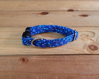 6"-12" Blue Star Dog Collar 1/2" Width, Pet Collar, XS, Small, Cat, Dog Collar, Night Sky Collar, Blue Moon Dog Collar, Stars