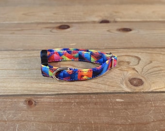 6"-12" Dog Collar 1/2" Width, Pet Collar, XS, Small, Cat, Dog Collar, Colorful, Geometric