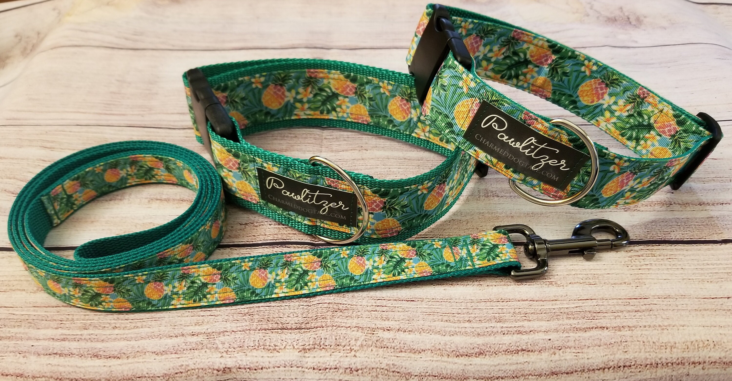 Pawlitzer Ribbon Dog Collar 1.5 or 2 Width or Leash, Ribbon Collar, Pet