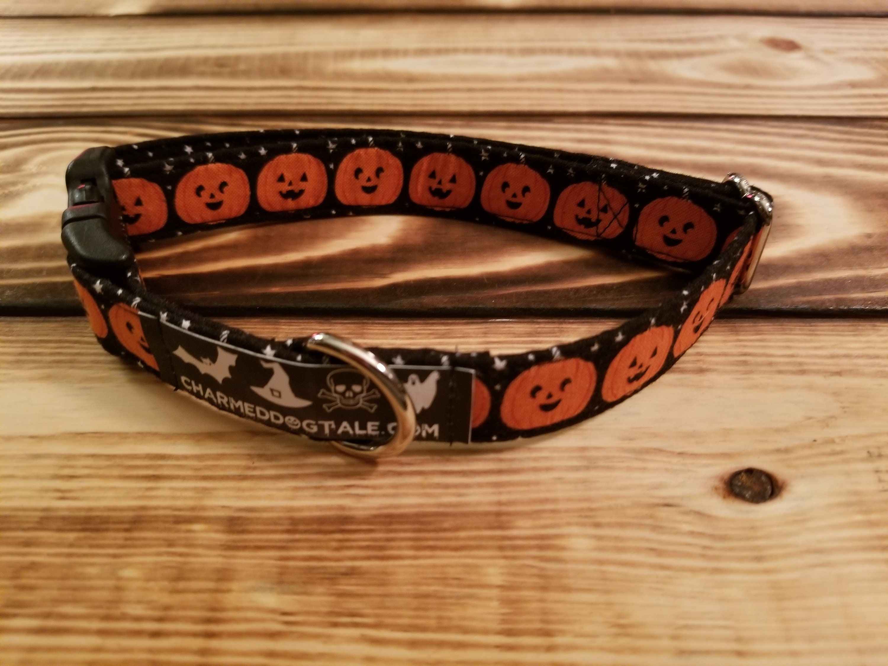 1020 Halloween Dog Collar 3/4 width, Pet Collar, Fabric Collar, Pet