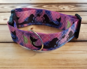 2" Width 15"-28" Mermaid Dog Collar or Martingale, Designer Collar, One of a Kind, 2 Inch Width, Mermaid, Ocean, Sea