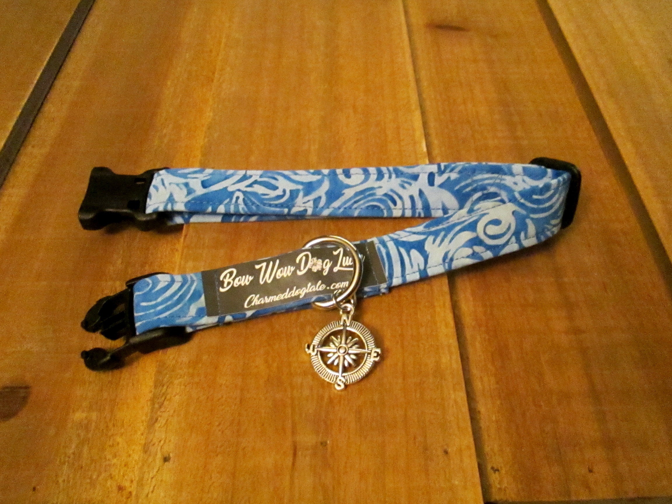 1120 Bow Wow Dog Luau Collar 3/4 width, Hawaiian Pet Collar, Fabric