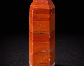 Red Jasper Tower, 11.45oz  5-1/2" Tall, Beautiful Tower, Bands of Quartz