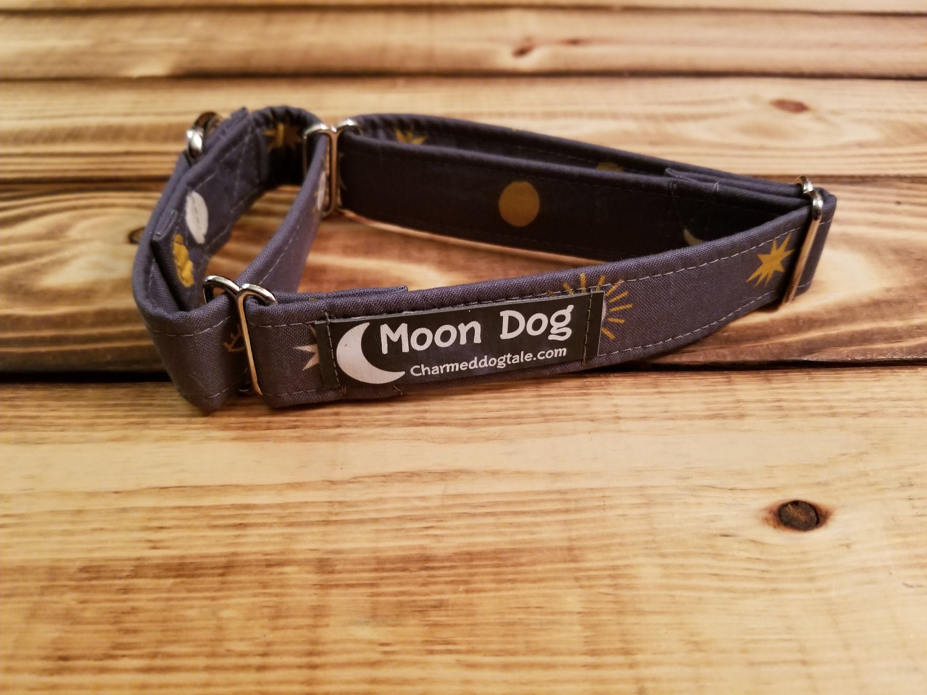 1121 Moon Dog Martingale Collar 1 Width, Fabric, Small, Medium, Dog