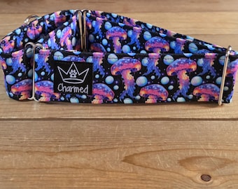 14"-27" Martingale Collar 2" Width, Pet Collar, Medium, Large, XL Dog Collar, Jelly Fish, Ocean Dog Collar, Jellies