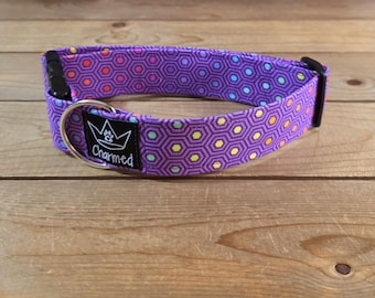 13"-26" Dog Collar 1.5" Width, Pet Collar, Medium, Large, Big Dog Collar, Geometric Collar, Colorful, Fun Collar, Abstract, Hexagon
