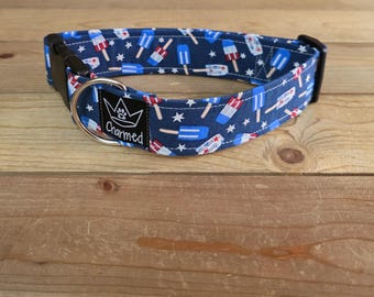 13"-26" Dog Collar 1.5" Width, Pet Collar, Large Dog Collar, Medium Collar, Small, 4th of July, Patriotic, Red White & Blue Collar, Holiday