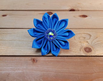 4" Kanzashi Flower, Hook and Loop Backing, Collar or Harness Flower, One Size Fits All, Dog Flower, Girly Flower, Pet Supplies