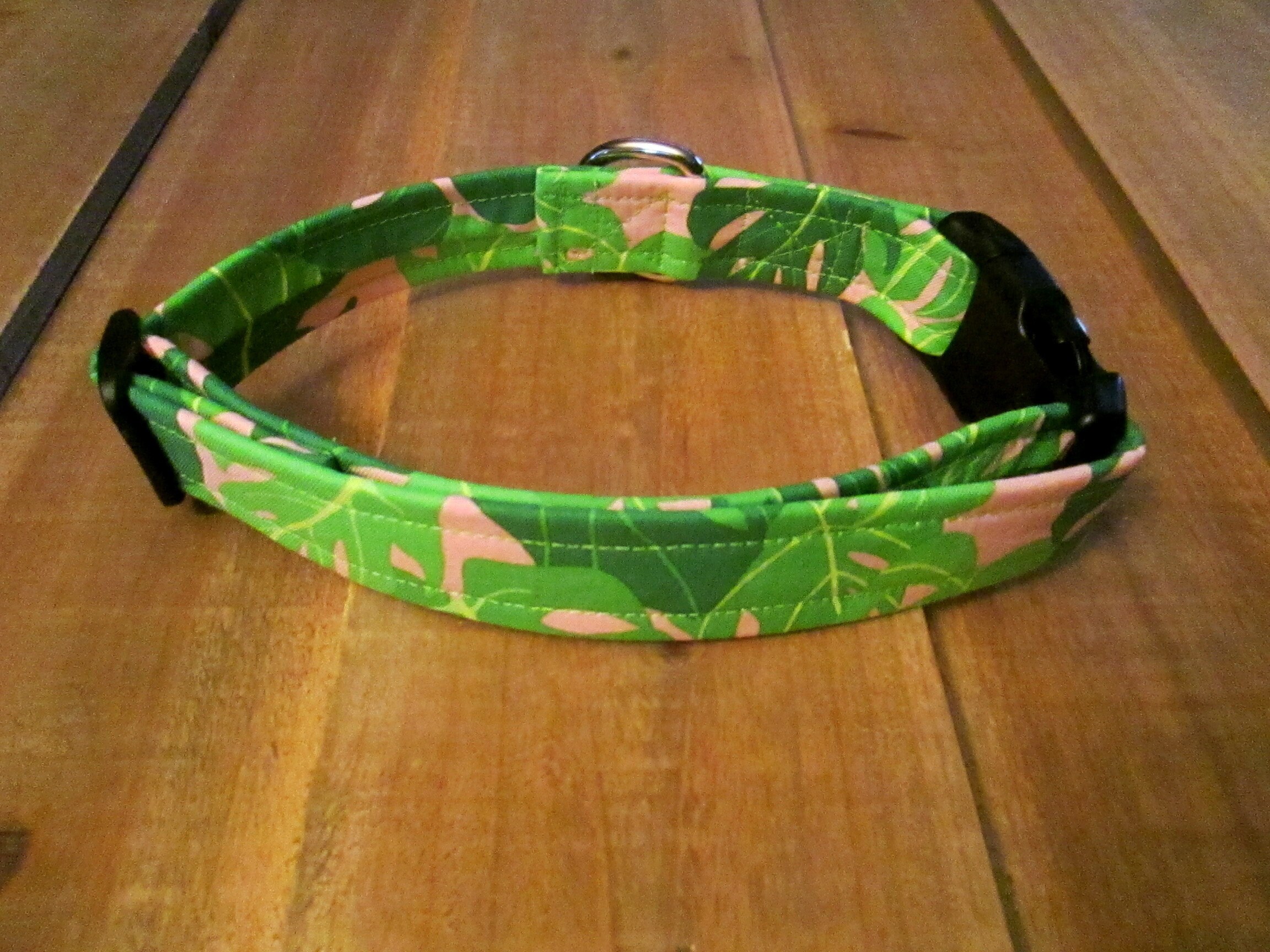 1425 Bow Wow Dog Luau Collar 1 width, Hawaiian Pet Collar, Fabric Dog
