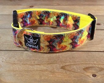 13"-27" Holographic Dog Collar 2" Width, Medium, Large, XL, Colorful, Waterproof Ottertex Lined