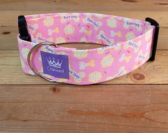 14"-28" Birthday Dog Collar 2" Width, Pet Collar, Medium, Large, Small, XL Collar, Bark Day, Gotcha Day, Celebration Dog Collar