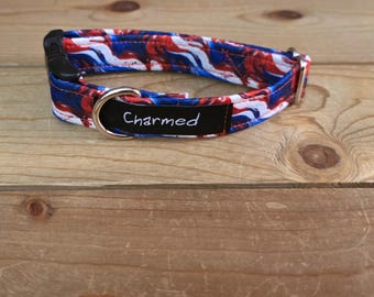 8"-16" Dog Collar 3/4" Width, Pet Collar, Small Dog Collar, Medium Collar, Large, 4th of July, Patriotic, Red White & Blue Collar, Holiday