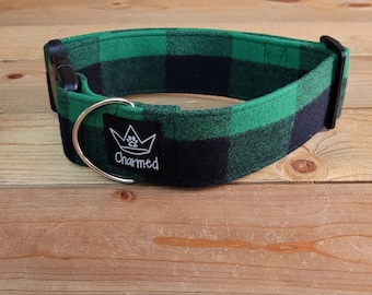 14"-28" Fido's Flannel Dog Collar 2" Width, Pet Collar, Small, Medium, Large, XL, Dog Collar, Mammoth Flannel, Warm Collar, Plaid