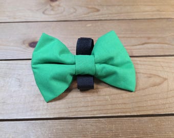 REGULAR Dog Bow Tie, Hook & Loop Closure, Cotton Bow Tie For Collar or Harness, Dark Green