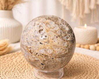 Sphalerite Sphere, 1lb 3oz, 74mm, Druzy Pockets, Sphere Stand Included