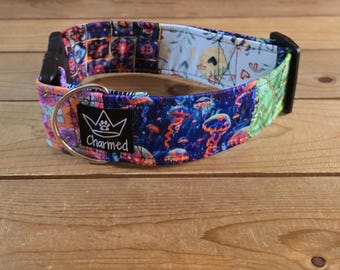 14"-28" Patchwork Pups Dog Collar 2" Width, Pet Collar, Small, Medium, Large, XL, Patchwork Collar, Girl Collar