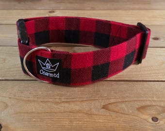 14"-28" Fido's Flannel Dog Collar 2" Width, Pet Collar, Small, Medium, Large, XL, Dog Collar, Snuggle Flannel, Warm Collar, Plaid