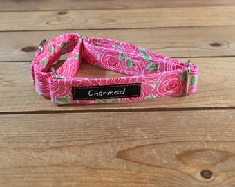 11"-22" Martingale Collar 1" Width, Pet Collar, Medium, Large, Floral Collar, Flowers, Spring Collar, Rose Dog, Girly