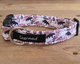 11"-22" Dog Collar 1" Width, Pet Collar, Small, Medium, Large Collar, Summer Collar, Boy Dog Collar, Mountains, Bear Buckle Collar