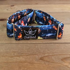 PETITE 12&quot;-19&quot; Martingale Collar 1.5&quot; Width, Pet Collar, Medium, Small, Fun Dog Collar, Camping Martingale, Fox, Summer Martingale Collar