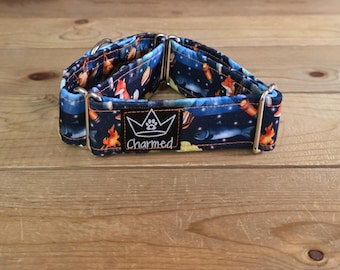 PETITE 12"-19" Martingale Collar 1.5" Width, Pet Collar, Medium, Small, Fun Dog Collar, Camping Martingale, Fox, Summer Martingale Collar