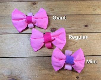 Dog Bow Tie, Hook & Loop Closure, Cotton Bow Tie For Collar or Harness, Pink