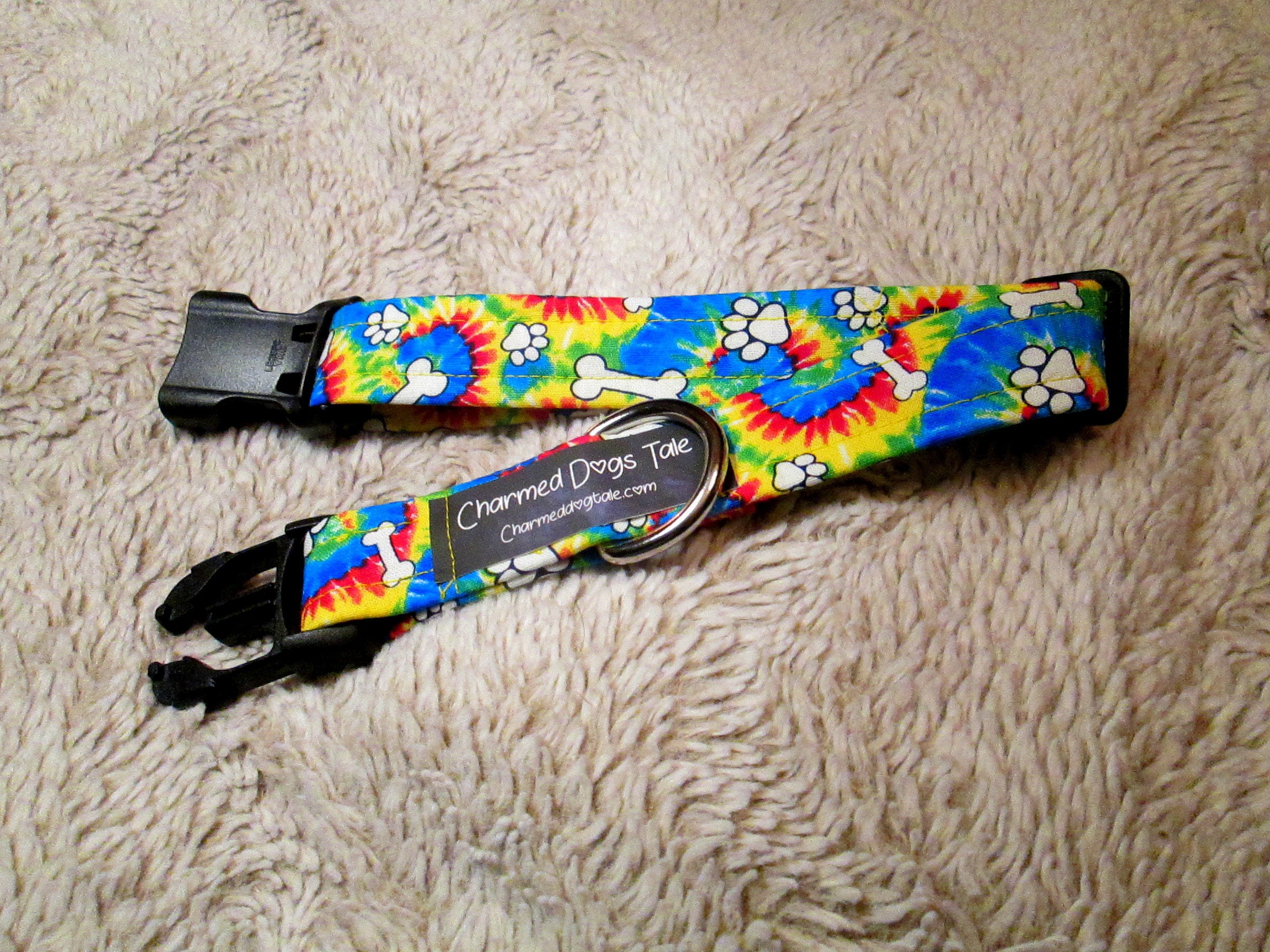 1121 TieDye Dog Collar 1 Width, Fun Dog Collar, Fabric Collar, Pet