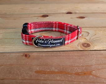 9"-16" Fido's Flannel Dog Collar 3/4" Width, Pet Collar, Small, Medium, Large, Dog Collar, Mammoth Flannel, Warm Collar, Plaid