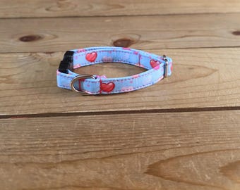 6"-12" Valentine's Day Collar 1/2" Width, Kitten, Small, Cat Collar, XS, Holiday Collar, Love, Hearts, Woof You