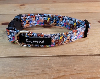 11"-22" Dog Collar 1" Width, Pet Collar, Medium, Large, XL, Fun Dog Collar, Sidekicks, Cartoon Dogs, Buckle Dog Collar
