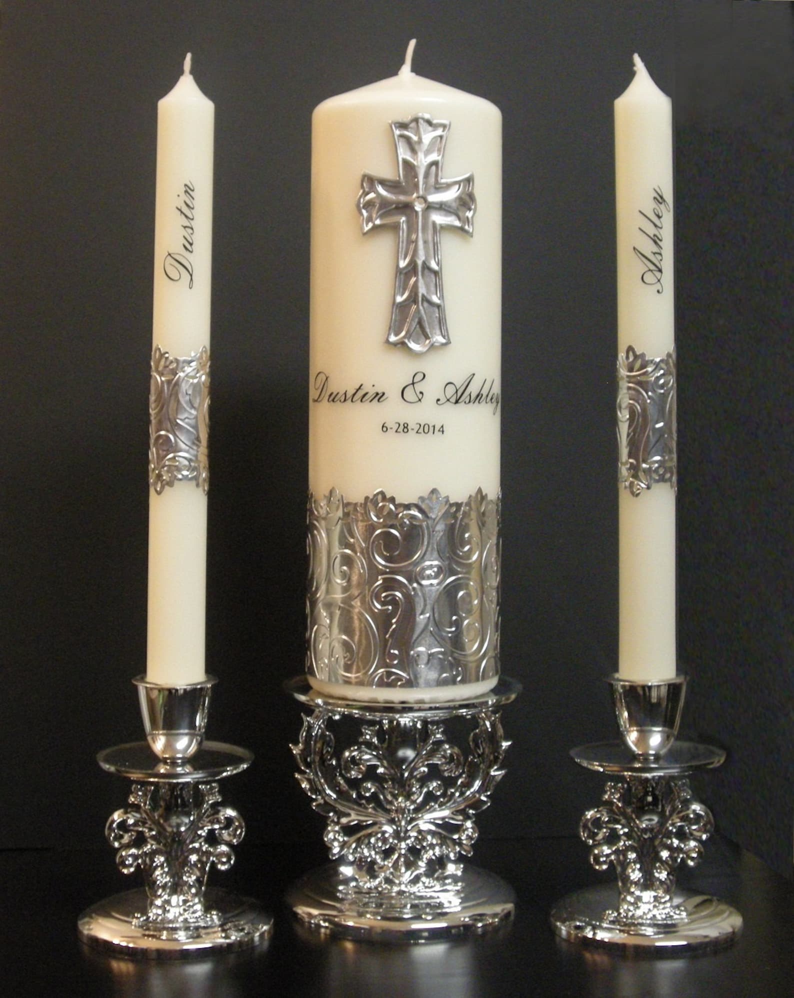Personalized Unity candle set with metal embossing Etsy