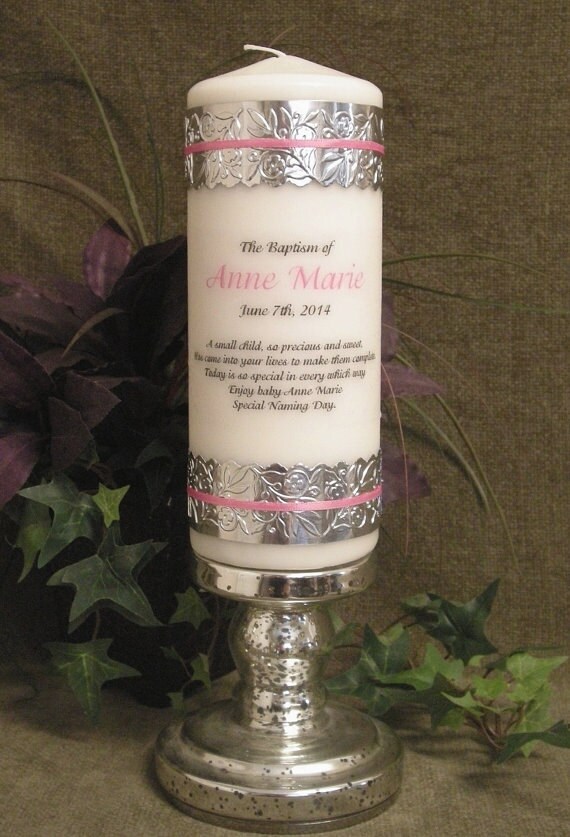 Personalized Christening Candle with metal embossing Etsy